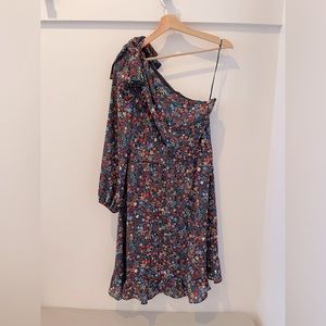 NWOT Jcrew patterned one shoulder dress with bow in size 8